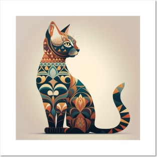 Ornate Cat Silhouette Posters and Art